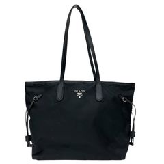 【PRADA】プラダ トートバッグ ナイロン レディース ショルダー レザー ロゴ テスート 黒 ブラック