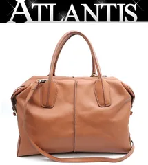 【広尾店】 トッズ TOD'S Dスタイリング 2WAYバッグ レザー ブラウン SV金具 【17448】