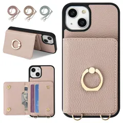 【大人気】oyaka 対応 iPhone14ケース ショルダー アイフォン 14 スマホケース 背面 財布型 カード収納 可愛い お洒落 リング付きケース あいふぉん 14 携帯ケース カバー 首掛け 肩掛け スマホ ショルダーケース ストラップ iPhone