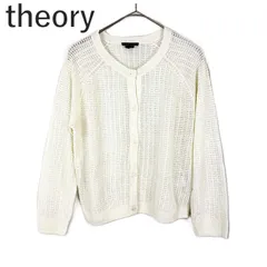 セオリー Theory カーディガン レース編みリネンニット 透け感 可愛い アイボリー 白系