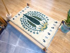 ペルシャ ギャッベ　玄関マット　92x60㎝　植物　断面　RJ13807G