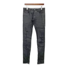 mnml ミニマル デニムパンツ スキニージーンズ ボトムス コーティング加工 裾ジップ 伸縮性 メンズ サイズ30 ブラック ズボン DM16444■