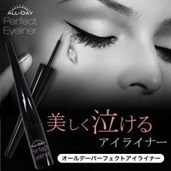 汗や涙に強い落ちにくいアイライナー オールデー パーフェクトアイライナー 超極細リキッドタイプ ウォータープルーフ パンダ目 アイライナー 落ちない にじまない リキッド ブラック 目元 漆黒 二重 目力 パッチリ目元