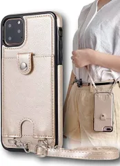 MocliL iPhone 13 mini スマホショルダー ストラップ ケース 斜めがけ 首掛け 肩掛け カード収納 レディース メンズ iP13m ML0028( ゴールド,  iPhone 13 mini)