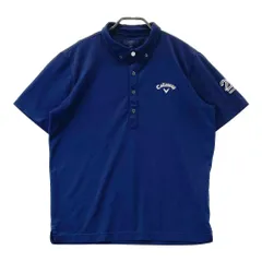 サイズ：L CALLAWAY キャロウェイ  ボタンダウン 半袖ポロシャツ  ネイビー系 [240101492679] ゴルフウェア メンズ ストスト