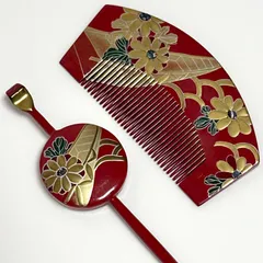 一点限り　簪 櫛 2点セット まとめ売り 和装小物 菊 花柄 ヘアーアクセサリー 着物 浴衣 　KZ0003