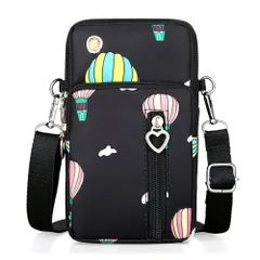☆ ブラック×バルーン ☆ スマホポーチ pmysbag14 スマホポーチ ショルダー 縦型 ナイロン スマホポシェット スマホケース ミニショルダー お財布ポシェット ポーチ ポシェット ケース ショルダーバッグ ショルダーバック スマホ スマートフォン
