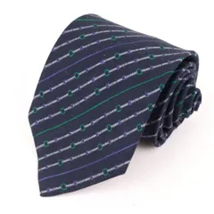 アクアスキュータム ブランドネクタイ ストライプ柄 ベルト柄 シルク ウール メンズ ネイビー Aquascutum 【中古】