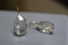 P16 希少石 天然 緑水晶 グリーン アメシスト 大粒 ピアス 金属アレルギー対応