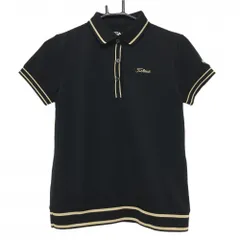 【超美品】タイトリスト 半袖ポロシャツ 黒×ゴールド リブライン レディース M ゴルフウェア TITLEIST