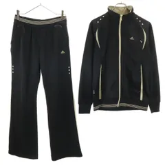 adidas アディダス 長袖 ジャージジャケット 上下 セットアップ L ブラック レディース 古着