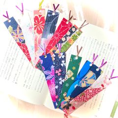 #1612 手作り布製しおり 細身タイプ 綺麗な和柄12枚セット 花柄