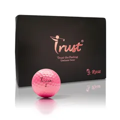 TrustトラストゴルフボールNew Rosa(ローサ) 被らない 目立つ 飛ぶ 曲がらない 止まる 柔らかい打感 ウレタンカバー3ピースダイナミックコア 1ダース(12個入り)ゴールドピンク 1