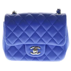 CHANEL (シャネル) ミニマトラッセ18 シルバー金具 ブルー ラムスキン チェーン ショルダーバッグ