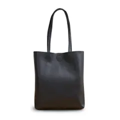 【迅速発送】Decorative トートバッグ シンプル 無地 A4 縦型 縦長 エコレザー 合皮 男女兼用 ビジネス 通学 買い物 面接 シンプル ボタン 内ポケット有り デコラティブ
