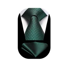 [HISDERN] ネクタイ メンズ 緑色 ネクタイメンズ チーフ セット グリーン フォーマル ビジネス用 ブランド 礼服用 慶事用 成人式 HTG0182G18S