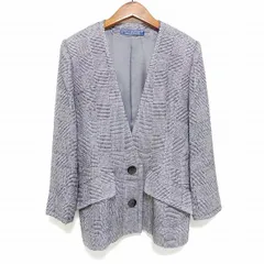 #wnc ジバンシィ GIVENCHY ノーカラー ジャケット M10 グレー系 チェック シルク混 レディース [943844]のサムネイル