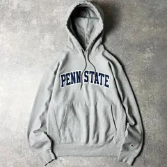 00s Champion カレッジ パッチ 刺繍 オリジナル リバースウィーブ スウェット フード パーカー S / 00年代 オールド チャンピオン 霜降り グレー