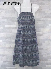 ◇ N. Natural Beauty Basic 総柄 キャミソール オープンバック 膝下丈 ワンピース サイズM ネイビー マルチ レディース 【中古】 【1104070000638】