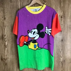 レア 80s VINTAGE レインボー ミッキーマウス プリント Tシャツ メンズM位 80年代 ヴィンテージ ビンテージ DISNEY MICKY MOUSE ストリート アメカジ 古着 e24041402
