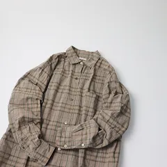 2020AW LENO リノ OPEN-FRONT DRESS #KHAKI CHECK オープンフロントドレス 1/ベージュ トップス チェック シャツ【2400013426695】のサムネイル
