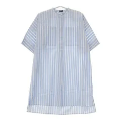 JIL SANDER NAVY イタリア製 コットン 34 ロングシャツ 半袖 ストライプ プルオーバー ワンピース ブルー ホワイト レディース ジルサンダーネイビー【中古】5-0702S∞