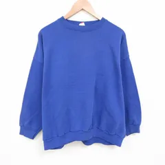XL/古着 長袖 スウェット レディース 90s 無地 大きいサイズ クルーネック 青 ブルー 25may23 中古 メンズ スエット トレーナー トップス