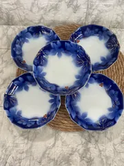 2525 深川製磁　葡萄瑠璃　大皿　5客　20cm 2525 深川製磁葡萄瑠璃大皿5客20cm