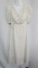 ◇ ⊂ GRL グレイル 水玉ドット 半袖 マキシ ワンピース サイズM アイボリー系 レディース E  【1409100056402】