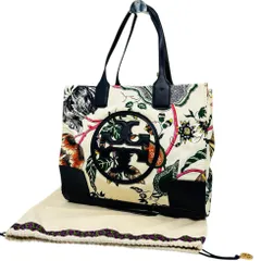 【華やぎ×軽快✨】 Tory Burch トートバッグ エラ 花柄 ナイロン レザー 軽い 大容量 ビックロゴ　ボタニカル柄