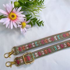 【No.2】 スマホショルダー/カメラ ストラップ インド刺繍リボン 合皮