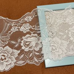 ラッセルレース　オフホワイト　幅15.1cm　片山薔薇ブーケ柄　3m [7749