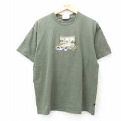 XL/古着 半袖 ビンテージ Tシャツ メンズ 00s 橋 刺繍 コットン クルーネック 濃緑 グリーン 25jul07 中古