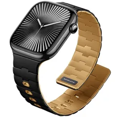 【新品】 [Bandletic] アップルウォッチ用 バンド - N54磁石バンド マグネット式シリコン 男女兼用 スポーツ用 軽量 Series11/10/9/Ultra3/SE3/8/7/6/5/4/3/1用ブラック/カーキ 1