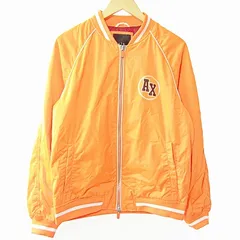アルマーニエクスチェンジ A/X ARMANI EXCHANGE 19AW ボンバージャケット ブルゾン スタジャン ダブルジップ ロゴ プリント オレンジ M 国内正規品 0401 IBO51のサムネイル