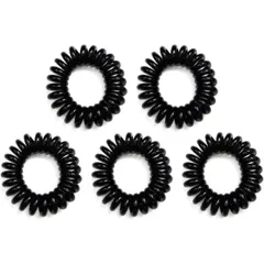 スプリングヘアゴム 髪ゴム【ブラック】黒 跡がつかない 髪留め スプリングゴム セット【5個入り】 HGM-001