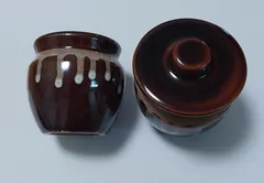 ★他の商品と合わせて購入でお買得になります!コメント下さい★美濃焼　梅　漬物 ミニ壺　漬物入れ　薬味入れ　2個セット