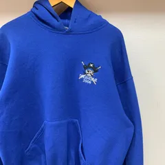 古着　L パーカー　スウェット   ロゴ刺繍　青  00s