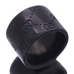 グッチ GUCCI リング 指輪 10号 アイコンリング ブラック セラミック レディース メンズ【中古】