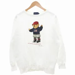 ラルフローレン RALPH LAUREN ヴィンテージ スウェット トレーナー クルーネック ポロベア ロゴ プリント 裏起毛 M 白 ホワイト /GV ■GY14