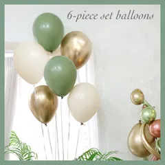 【6個セット】くすみカラー バルーン バースデー　 誕生日 風船 飾り グリーン