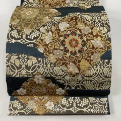 絽刺し 手刺繍 手刺し 全通 袋帯 大華紋 金糸 正絹 Q793