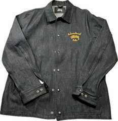 正規品 美品 STUSSY ステューシー チェーン刺繍 デニム コーチジャケット 希少XLサイズ