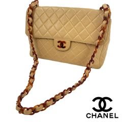 CHANEL シャネル マトラッセ ショルダーバッグ イエローブラウン べっ甲 チェーンショルダー ココマーク レディース カバン 鞄 ブランド 【中古】【TB】