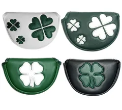 【特価セール】ゴルフヘッドカバー オデッセイに対応 レッド小型マレットタイプ対応 パターカバー マグネット付け クローバー模様 白 緑 黒