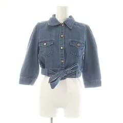 デイシー deicy クロップド デニムシャツ 長袖 フロントボタン ベルト付き コットン F 青 ブルー /YQ ■OSのサムネイル