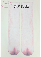 ブタ柄アニマルソックス【リアルプリント】【おもしろソックス】（全長40cm）pig