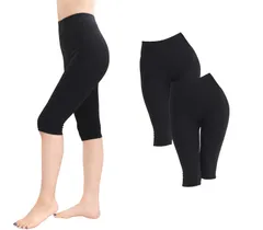 [スマイル ララ] ブラック 5分丈 2組 セット M-L レディース 日本製 綿混 コットン 女性 レギンス パンツ スパッツ ストレッチ 伸縮性 通気性 まとめ買い 枚 2枚 2個セット 2組レギンス 女 布 日常 生地 [ブラック5分丈2個] [M-L]