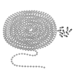 【迅速発送】PATIKIL 3.0 M 304ステンレス鋼 ボールチェーン 3 mm ボールチェーンビーズ 18個のマッチングコネクタク ラスプ付き ネックレス吊り下げ タグリング DIYクラフト用