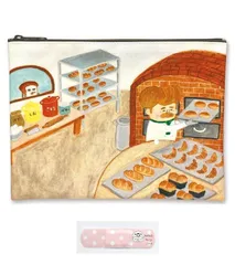 パンどろぼう 小物入れ フラット マルチケース ふでばこ ペンケース 筆箱 トラベル コスメポーチ 化粧ポーチ 携帯 やきたてパン セット（マルチケース、絆創膏）